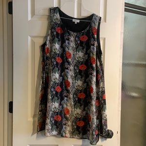 Floral long sleeveless sheer blouse